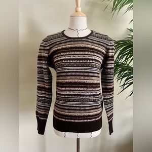 Brooks Brothers 100% Cashmere Fair Isle Brown Sweater | Size XS
